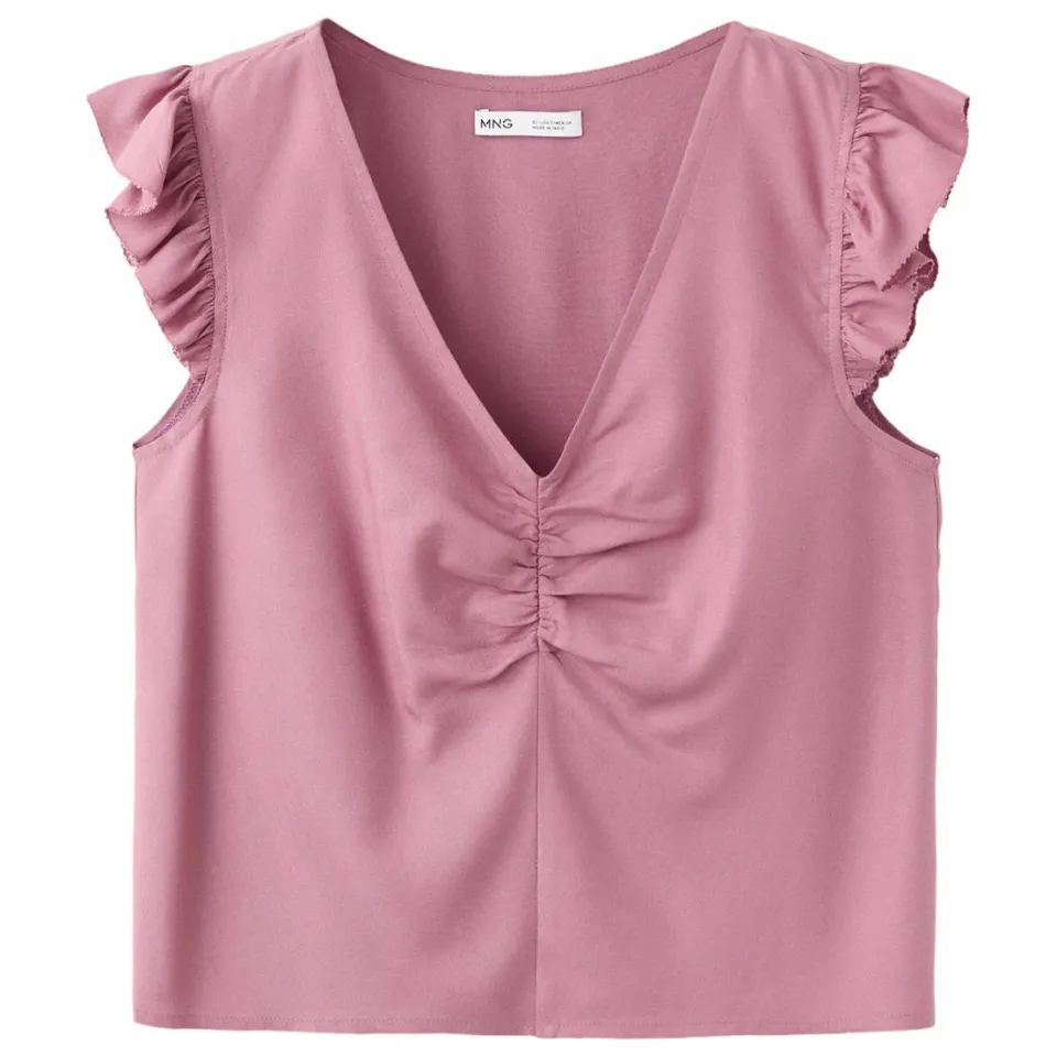 Mango Teen blousetop met ruches oudroze, foto 2