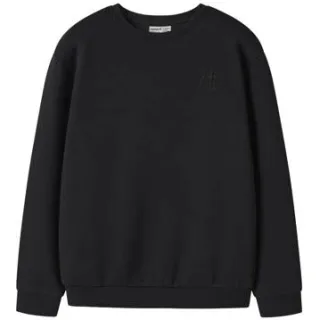 NAME IT KIDS sweater met borduursels - zwart Effen