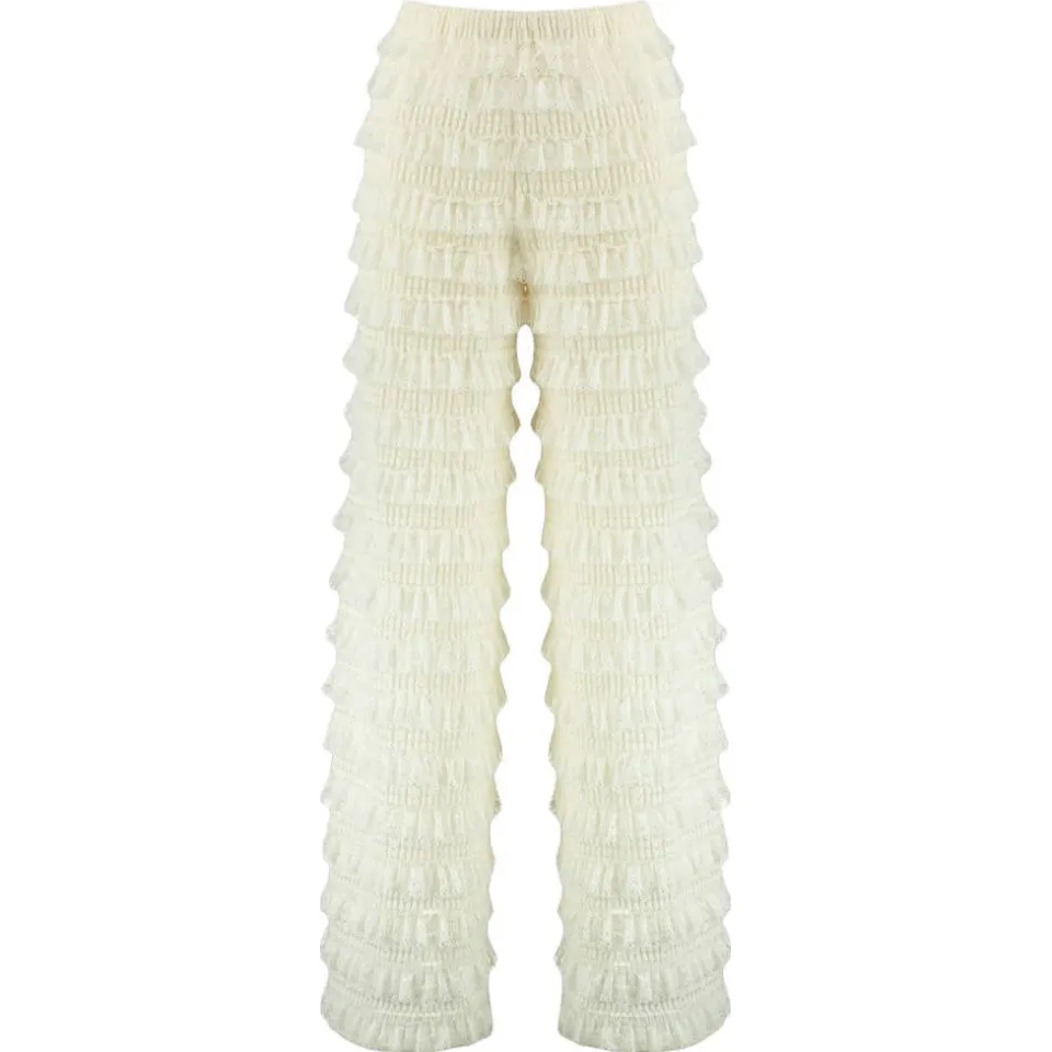 Harper & Yve straight fit broek met ruches - ecru, foto 2