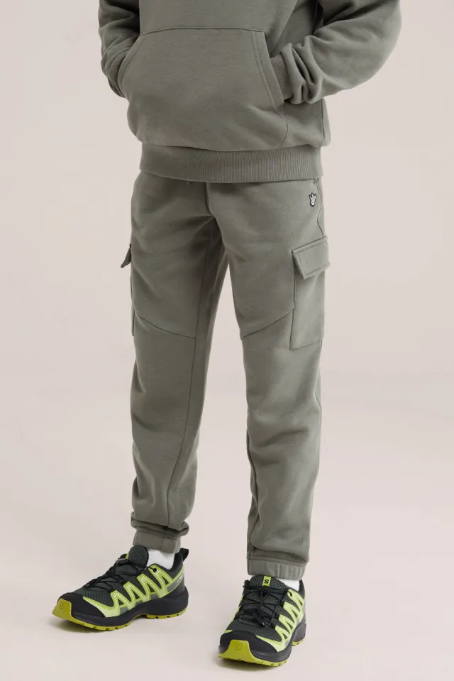 WE Fashion sweat cargobroek kaki, foto 3