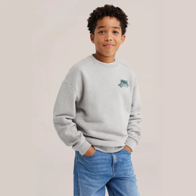 WE Fashion sweater met patches - lichtgrijs
