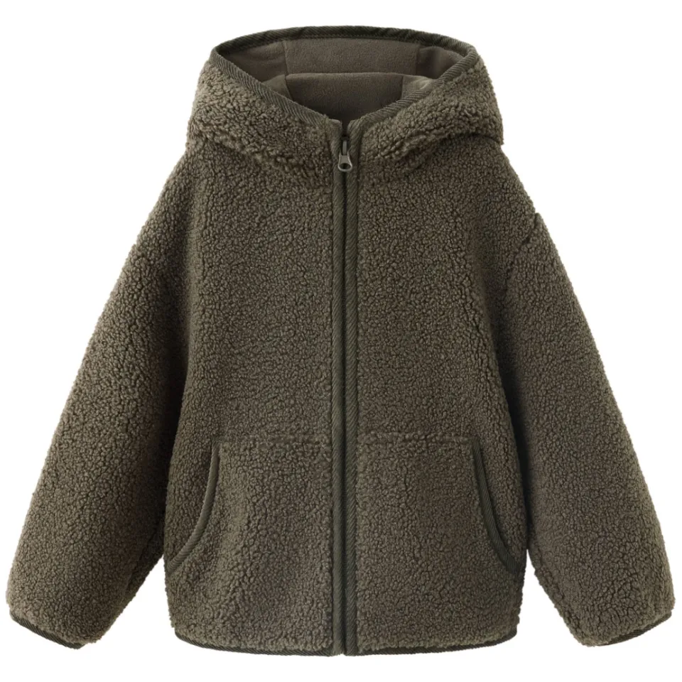 Mango Kids jas met teddy details groen, foto 2