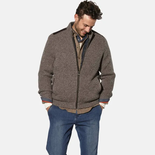 Babista gebreid vest +FIT Collectie, Plus Size, met wol - bruin