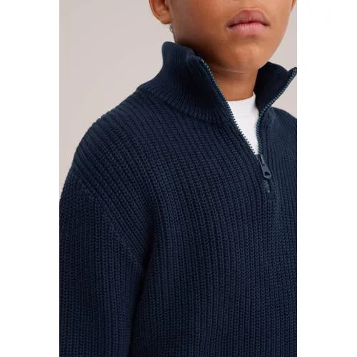 WE Fashion katoenen gebreide trui - donkerblauw, foto 4