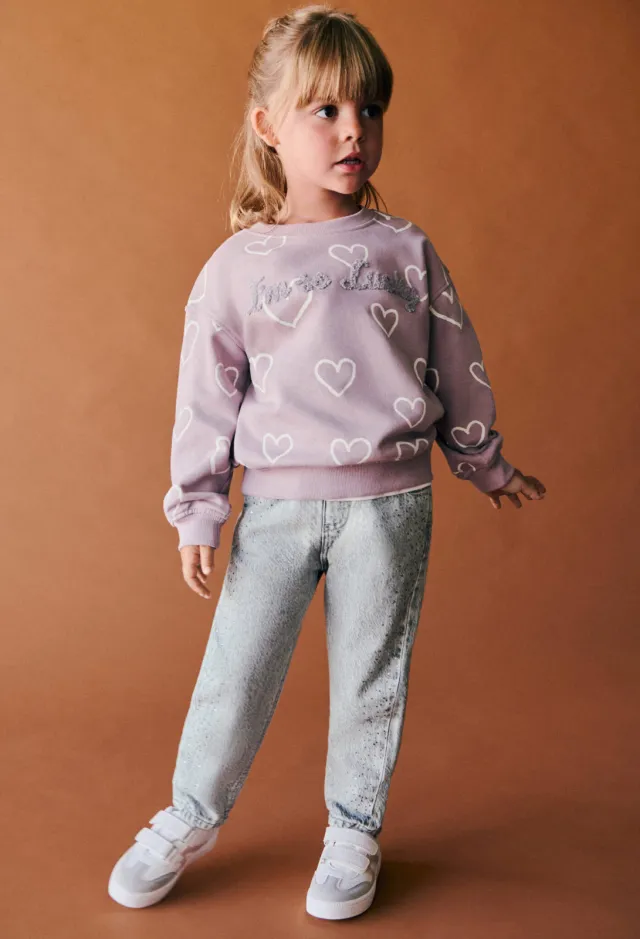 Mango Kids regular fit jeans met strass-steentjes - grijs Grey denim