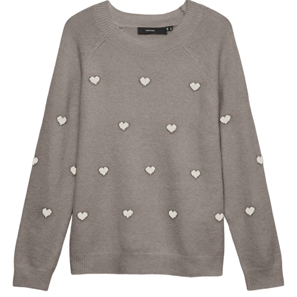 Vero Moda MATERNITY rechtvallende gebreide zwangerschapstrui met hartjes - grijs, foto 2