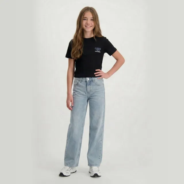 Cars high waist straight leg jeans YARA met all over print rhinestone blue
