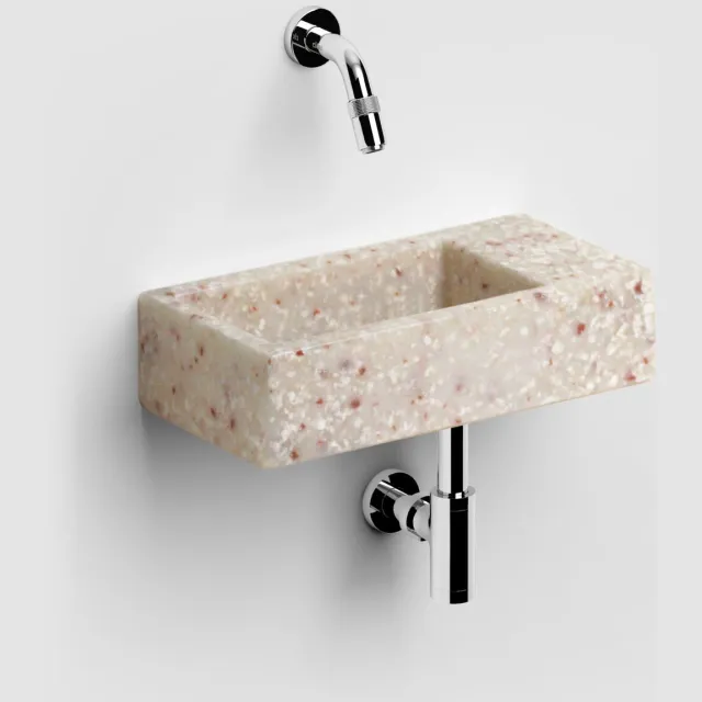 Clou Fontein Clou Flush 3 Zonder Kraangat 36x18 cm Gerecycled Plastic Beige Met Gekleurde Snippers