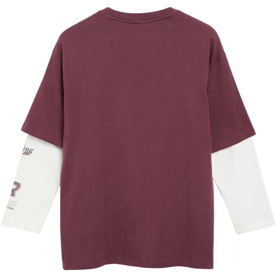 s.Oliver longsleeve donkerrood donkerrood/wit, foto 2