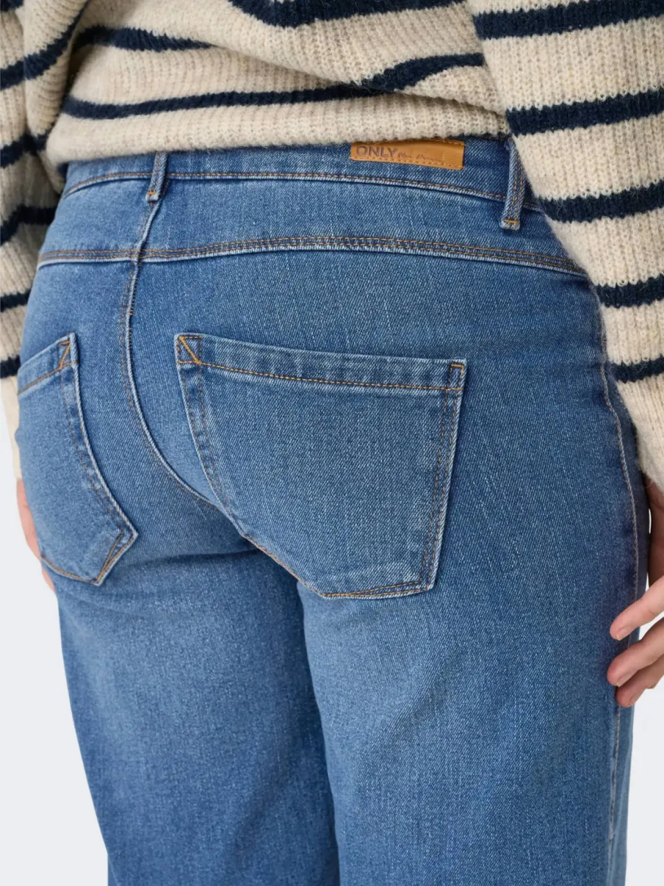 Only MATERNITY high waist zwangerschaps wide leg jeans medium blue denim, foto 4