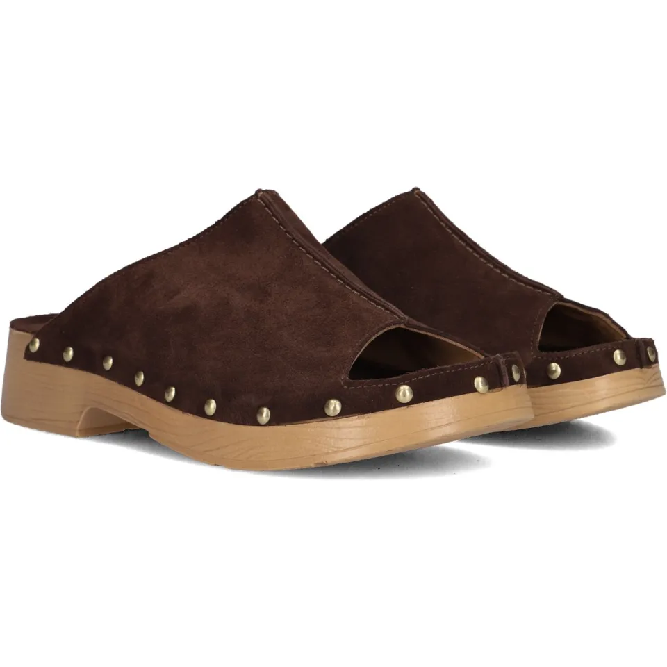 Shabbies Amsterdam Carry Mila clog Suède Donkerbruin bruin, foto 3