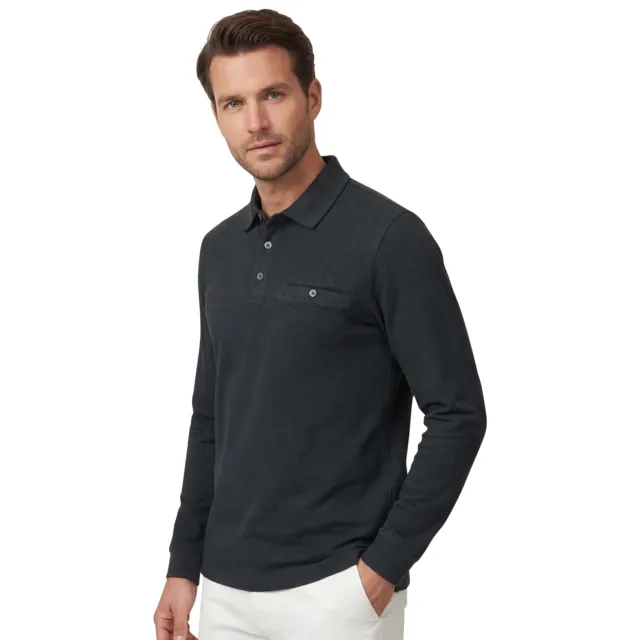 Casa Moda Casual poloshirt lange mouw groen
