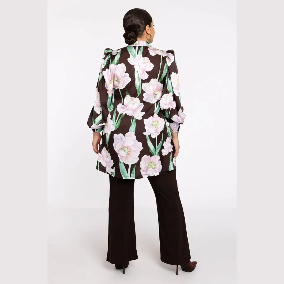 Yoek FIORITO satijnen blouse bruin, foto 6