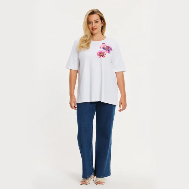 Yoek gebloemd T-shirt wit