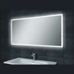 Wiesbaden Quatro spiegel rechthoek met LED, dimbaar en spiegelverwarming 100 x 60 cm Wit Chroom