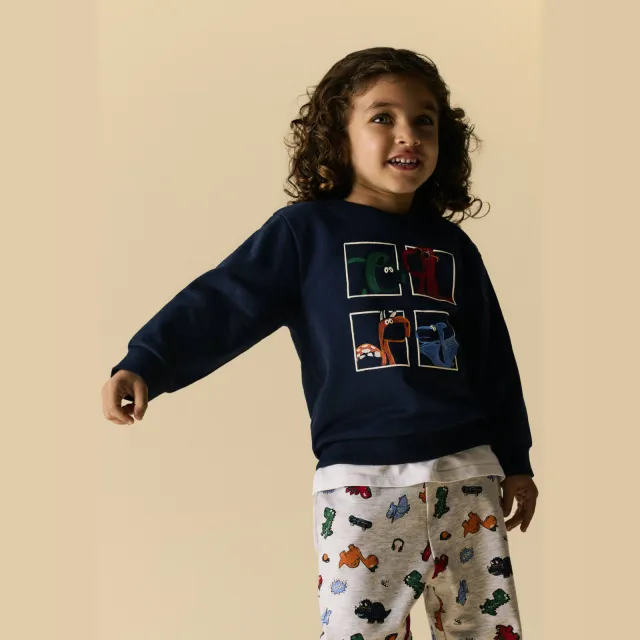 NAME IT MINI rechtvallende sweater met print - donkerblauw