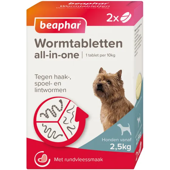 Beaphar Wormmiddel all-in-one (2,5 - 20 kg) hond 2 tabletten