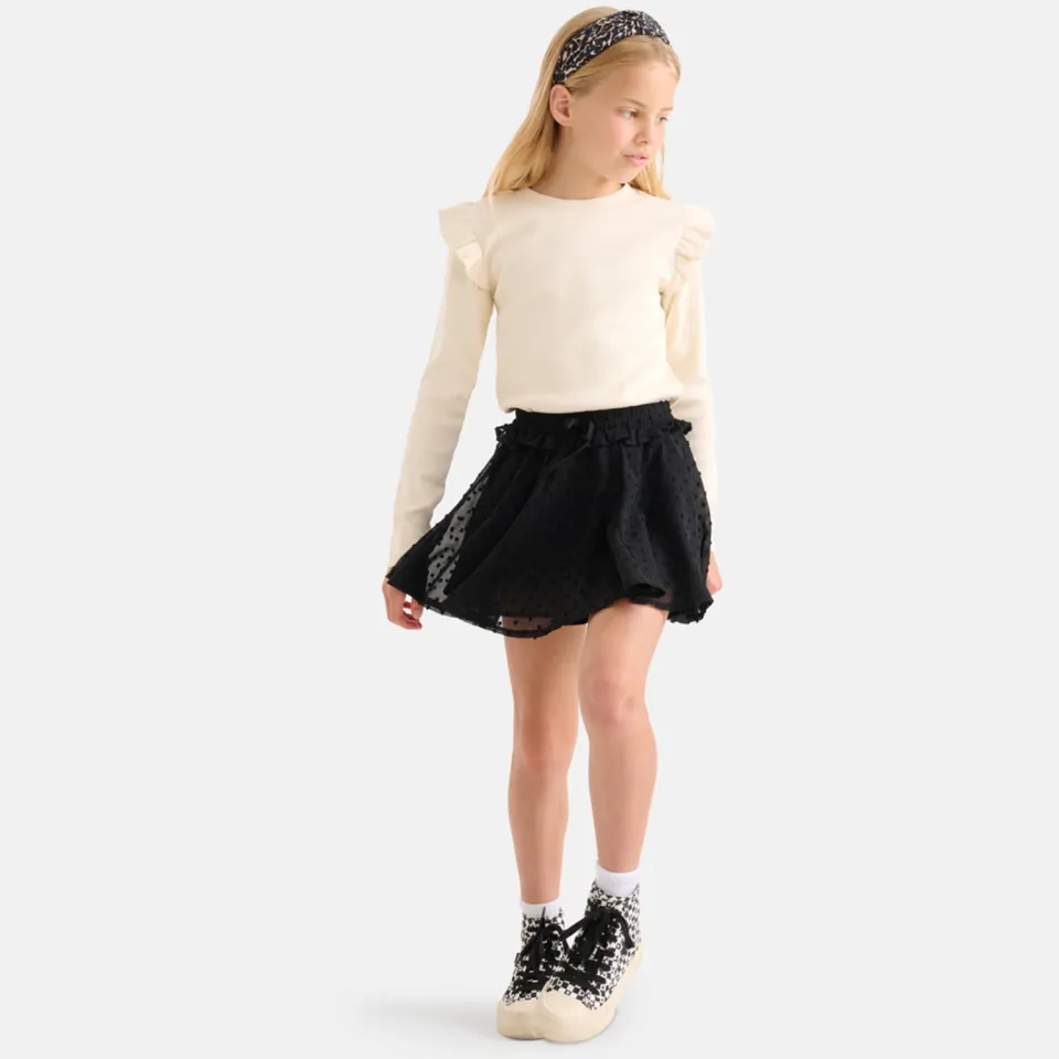 Shoeby ribgebreide top met ruches ecru, foto 3