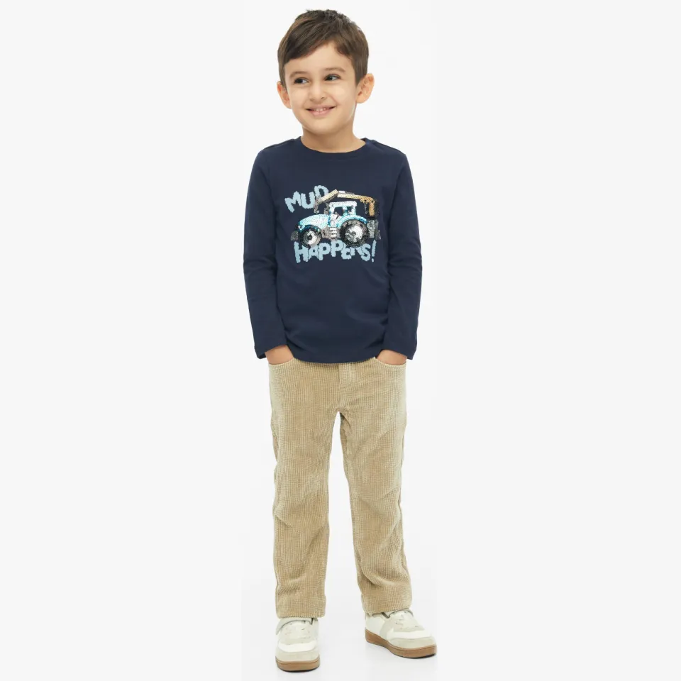 s.Oliver longsleeve met pailletten donkerblauw