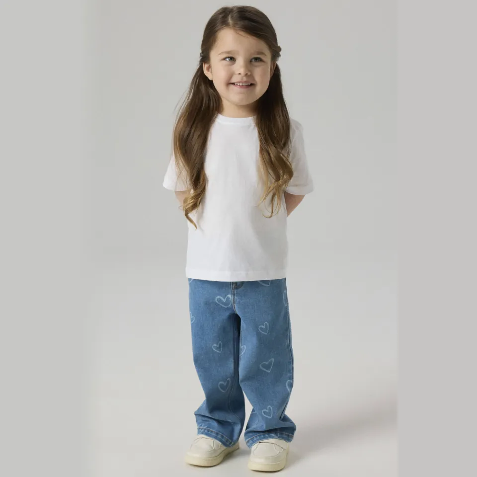 NAME IT MINI NMFROSE wide leg jeans met hartjes - mediumblauw Medium Blue Denim