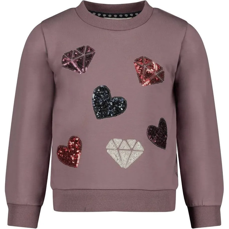 Jubel sweater met pailletten en hartjes - paars, foto 2