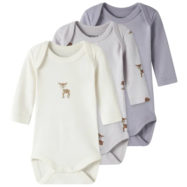 NAME IT BABY romper - ecru/paars/lichtpaars (set van 3) Multi