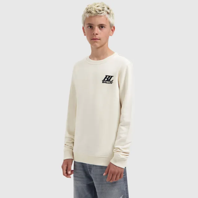 Ballin sweater met borduursels en print - ecru