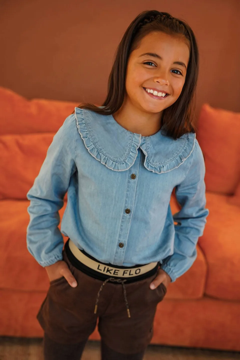 Like Flo blouse lichtblauw light blue denim