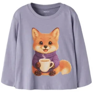 NAME IT MINI longsleeve met vosprint lila