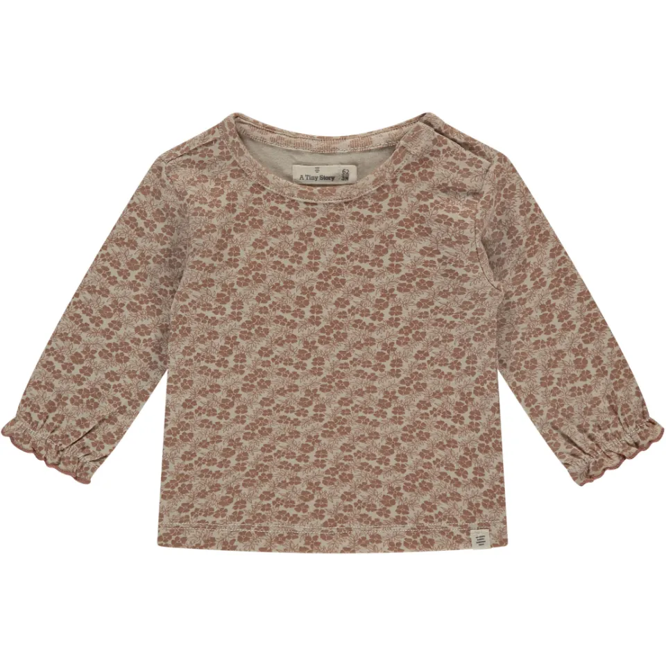 A Tiny Story gebloemde longsleeve bruin Bruin/beige