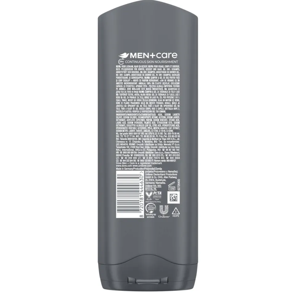 Dove Men+Care Eucalyptus + Mint 3-in-1 douchegel, foto 5