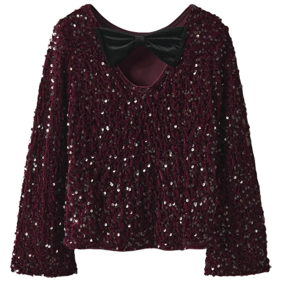 NAME IT KIDS blousetop donkerrood met pailletten, foto 3