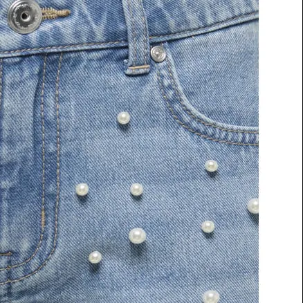 Kids Only Girl regular short met parels lichtblauwe denim, foto 3