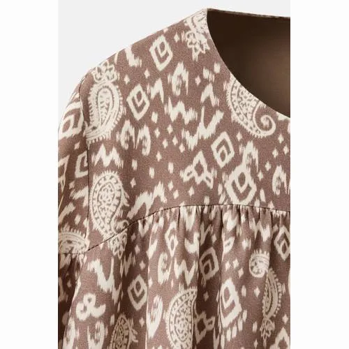 Mango korte bohemian jurk met paisley bruin, foto 4
