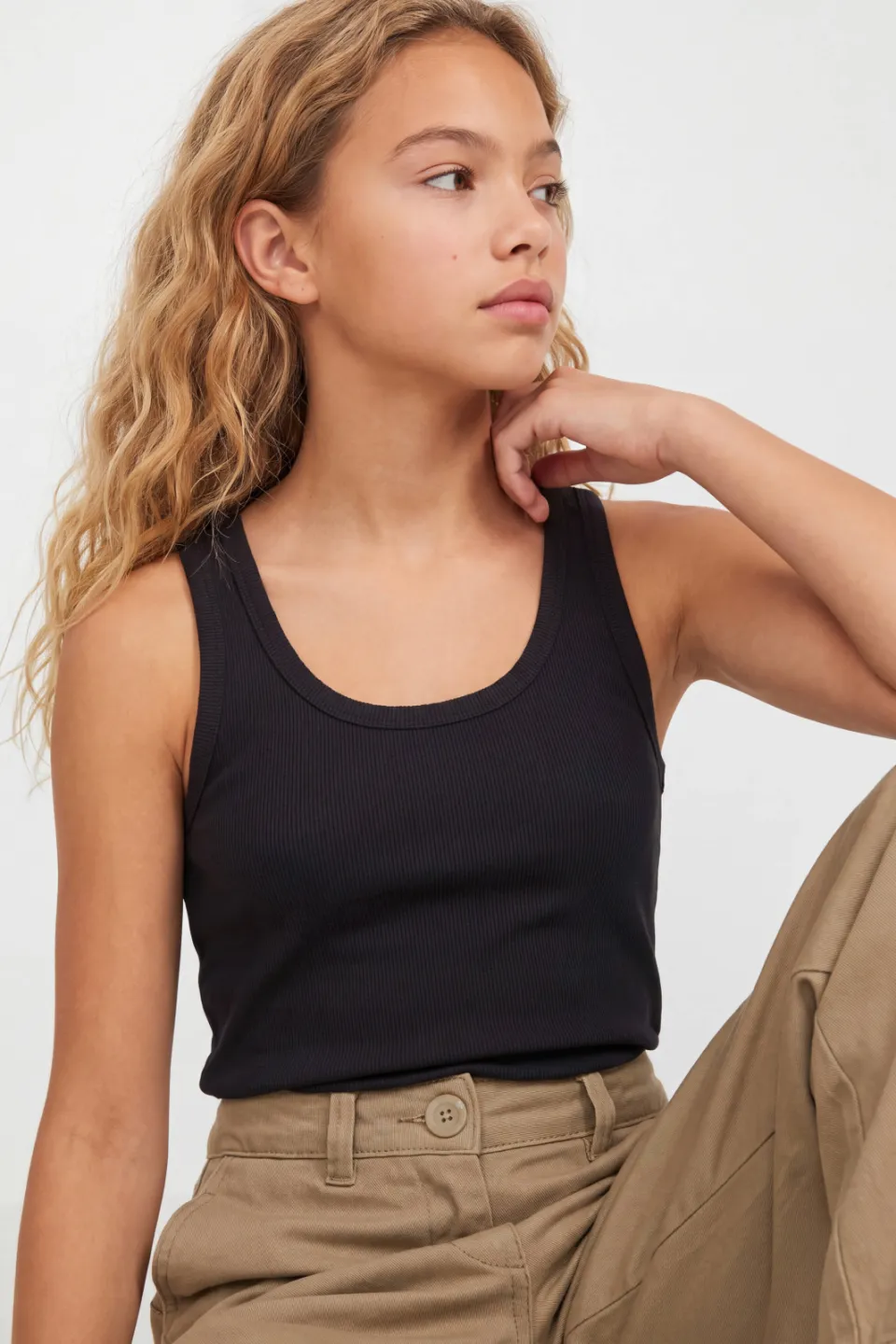 JJXX GIRL ribgebreide tanktop zwart, foto 7