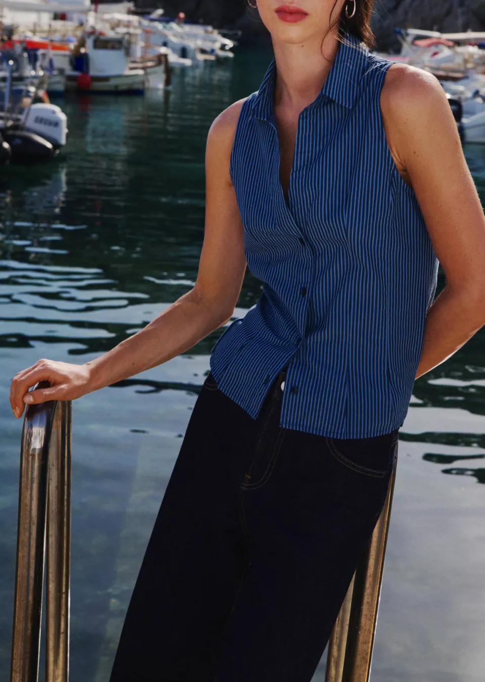 Mango gestreepte blouse blauw