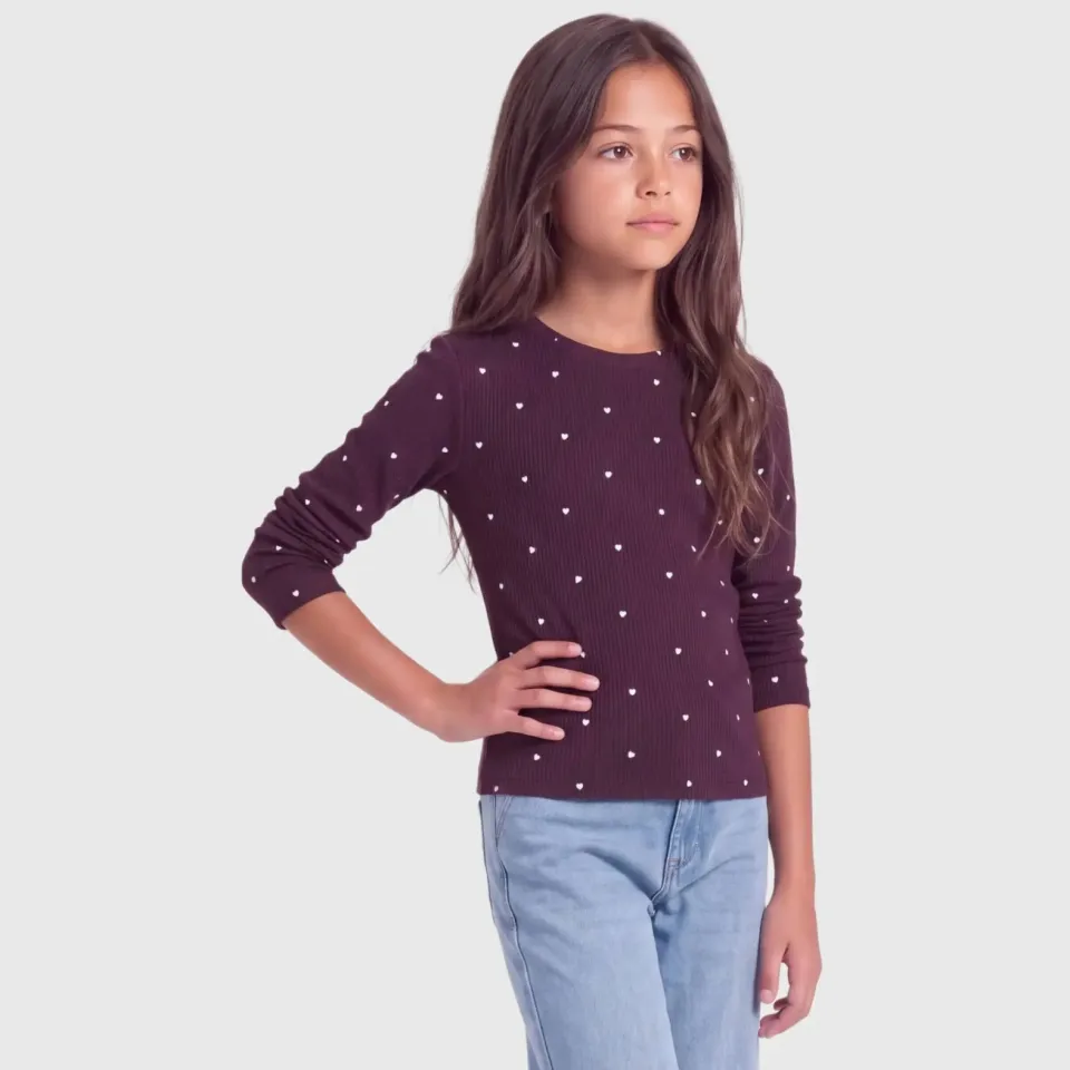 Only longsleeve met hartjes donkerrood donkerrood/wit, foto 3