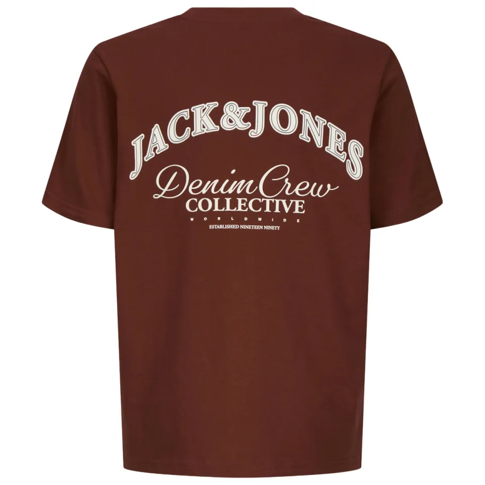 Jack & Jones rechtvallend t-shirt met backprint steenrood, foto 3