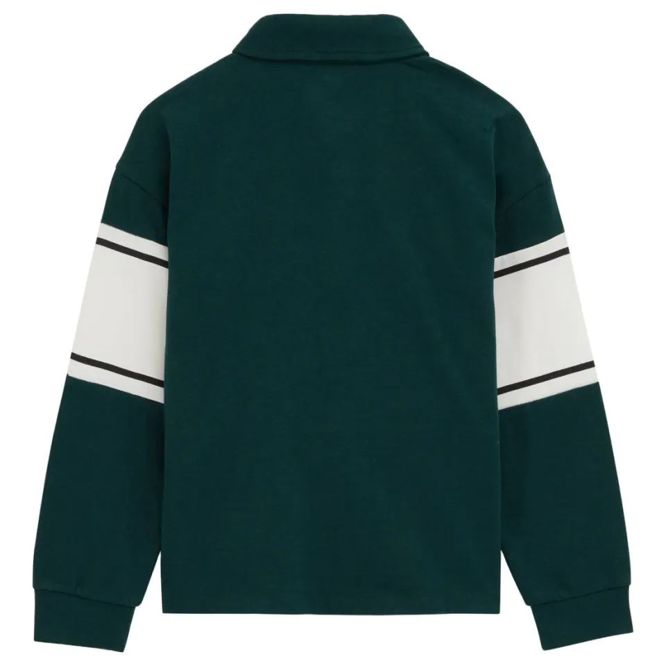 WE Fashion polo longsleeve groen/wit, foto 4