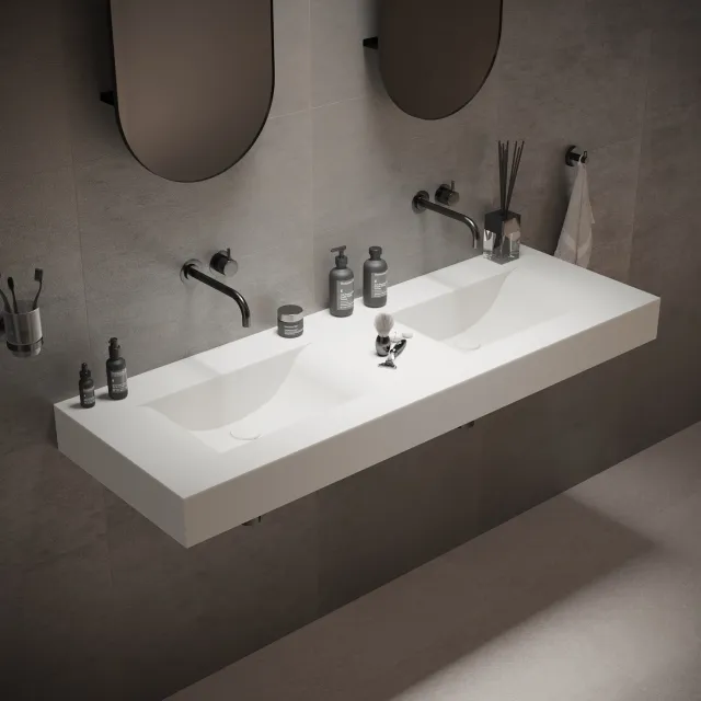 Ideavit Wastafel Ideavit Solidvolo 140x48x11 cm Solid Surface Mat Wit