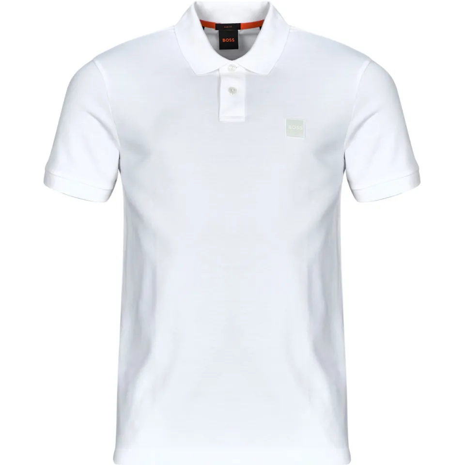 Boss Slim fit poloshirt met korte knoopsluiting wit