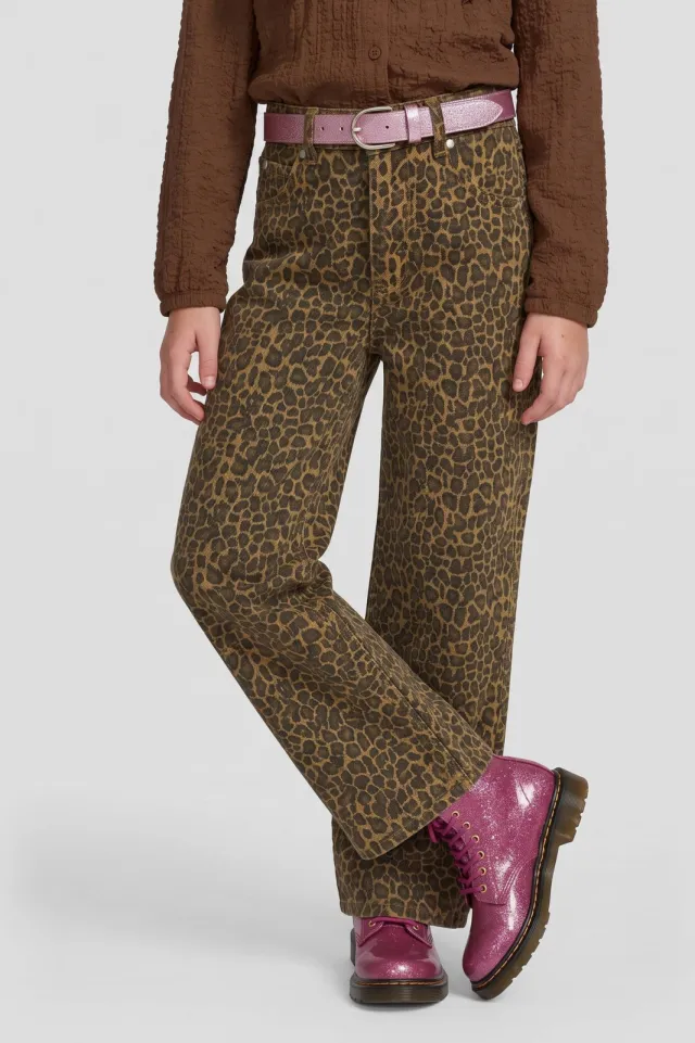 Me & My Monkey loose fit jeans met panterprint - bruin, foto 3