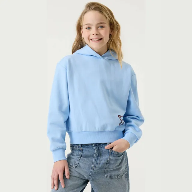 Garcia oversized hoodie met borduursels en backprint - lichtblauw