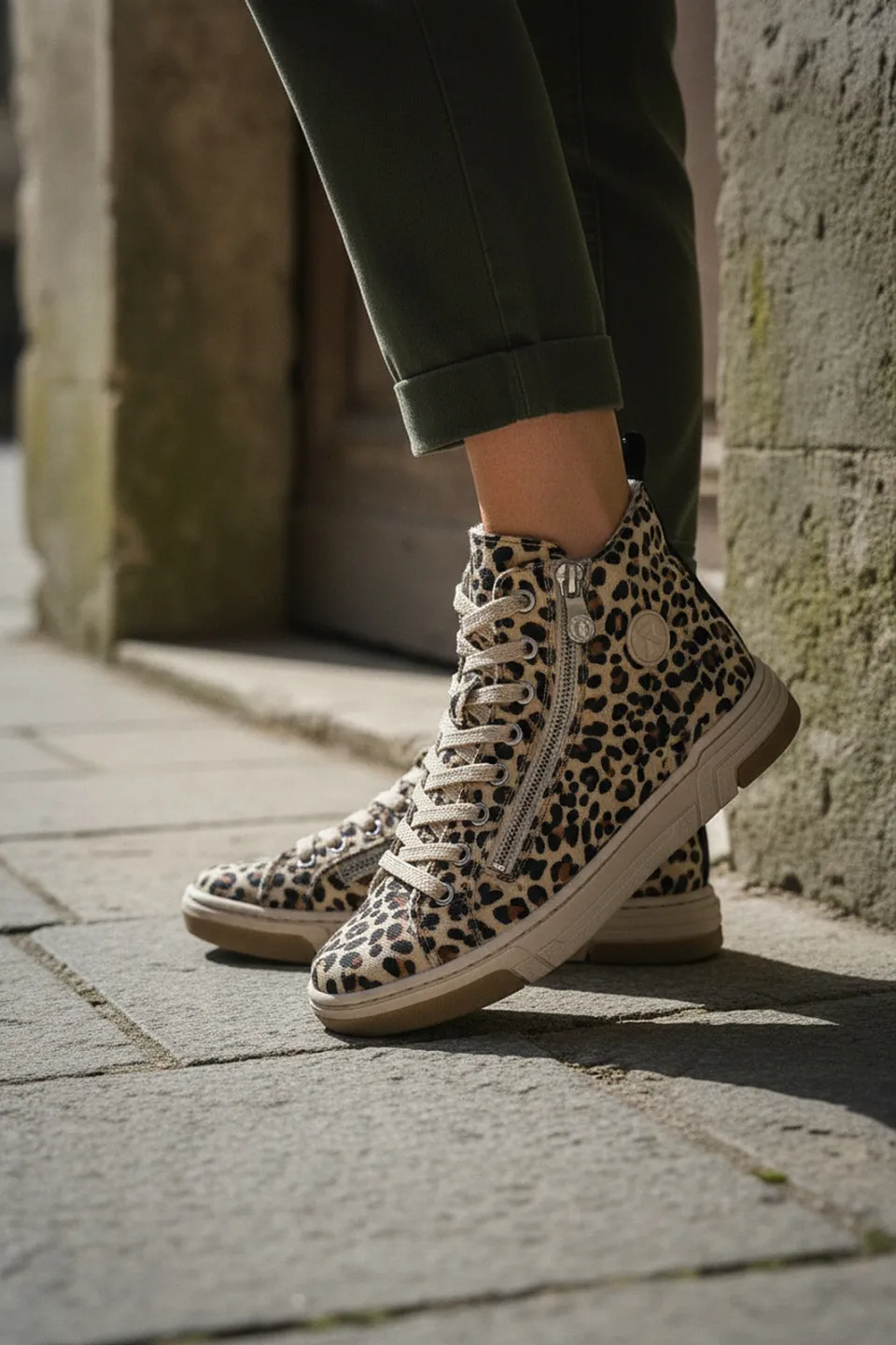 Rieker N3903-90 hoge sneakers beige, foto 6