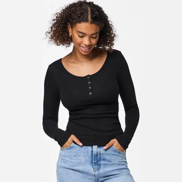 Pieces ribgebreide longsleeve PCKITTE met katoen zwart Black