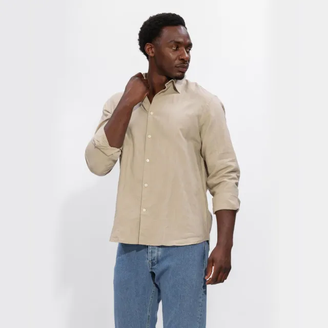Selected Men Heren Overhemden Slhregclay Linenblend Ls Shirt Cla Noos - Zand Pure Cashmere
