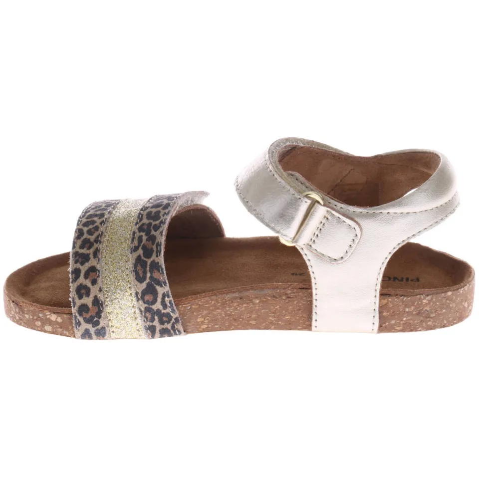 Pinocchio leren sandalen met panterprint - champagne/bruin, foto 4