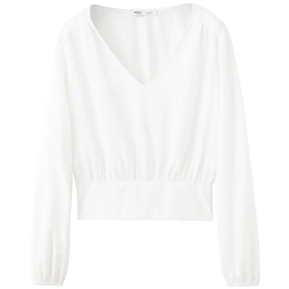 Mango blousetop met smockwerk wit, foto 2