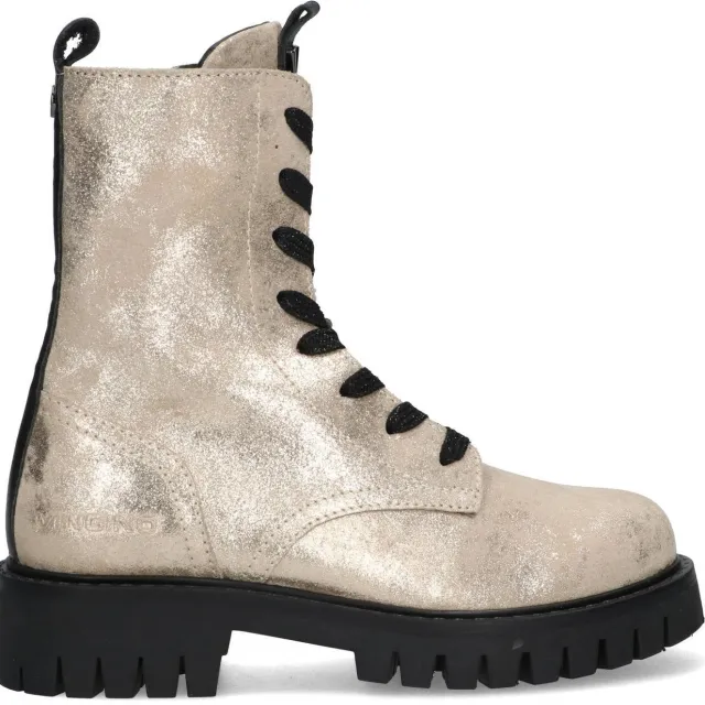 Vingino Muraina Messina suède veterboots met glitters goud