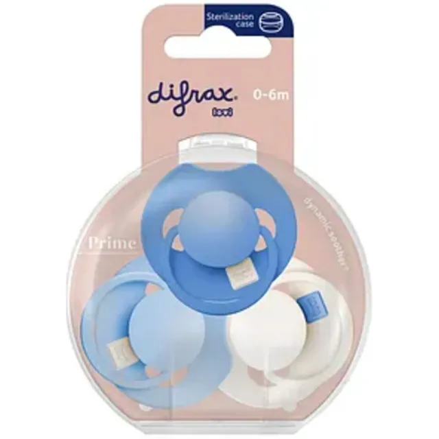 Difrax Fopspeen Prime 0-6 mnd Blauw 3 stuks